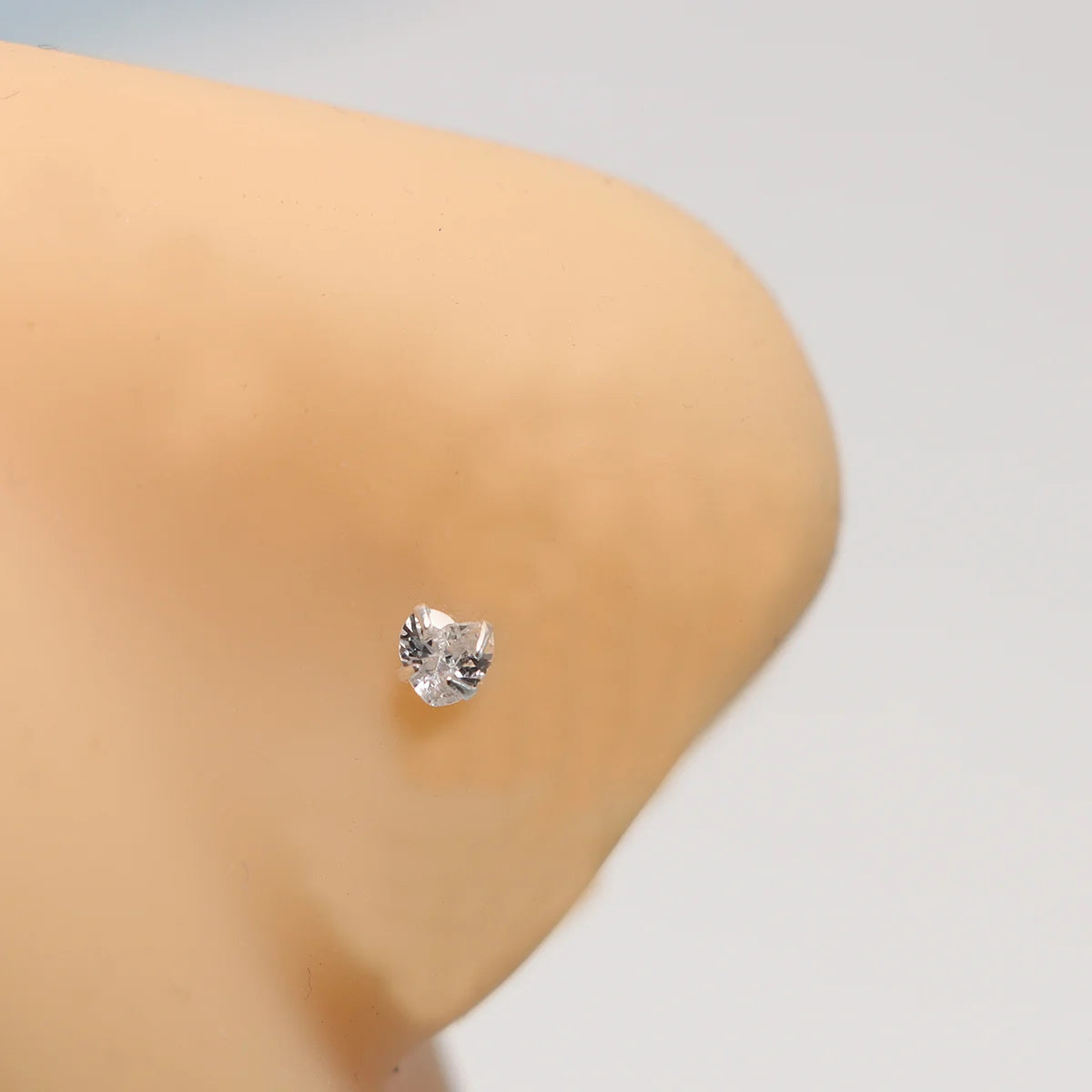 20pcs/pack 925 sterling silver heart cubic zirconia nose stud unisex piercing nose jewelry
