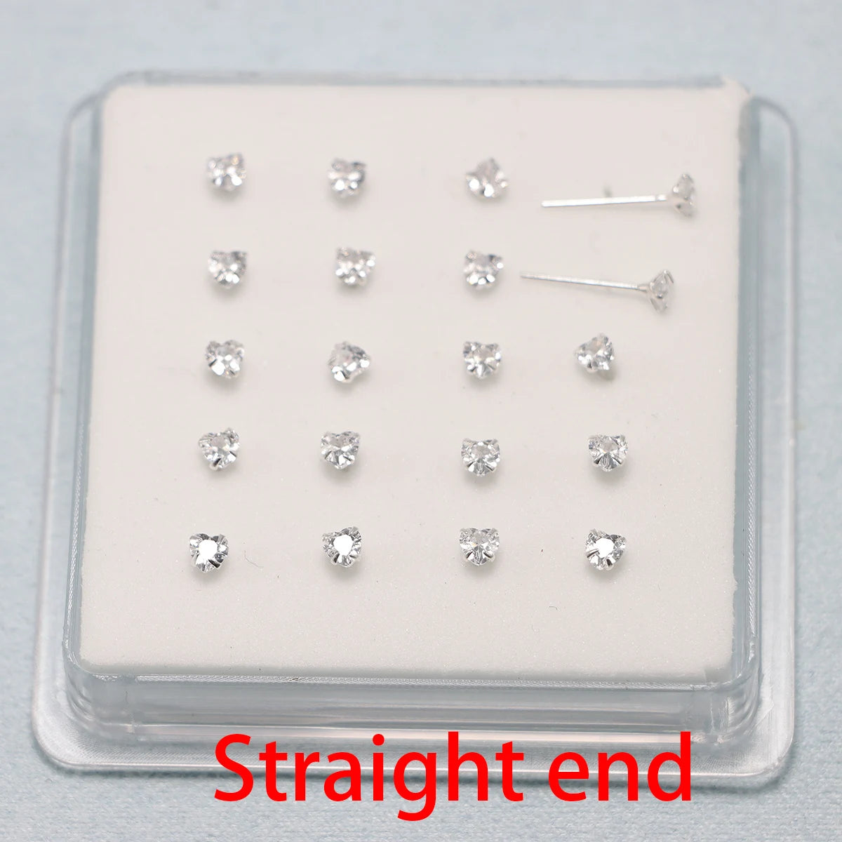 20pcs/pack 925 sterling silver heart cubic zirconia nose stud unisex piercing nose jewelry