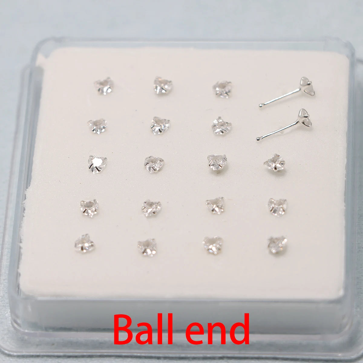 20pcs/pack 925 sterling silver heart cubic zirconia nose stud unisex piercing nose jewelry