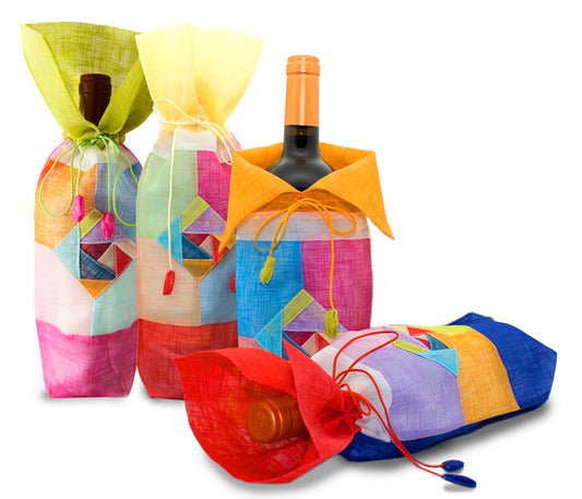 EclaDea Korean Traditional Hanbok styles Linen Wine Bottle Sleeves-4pcs