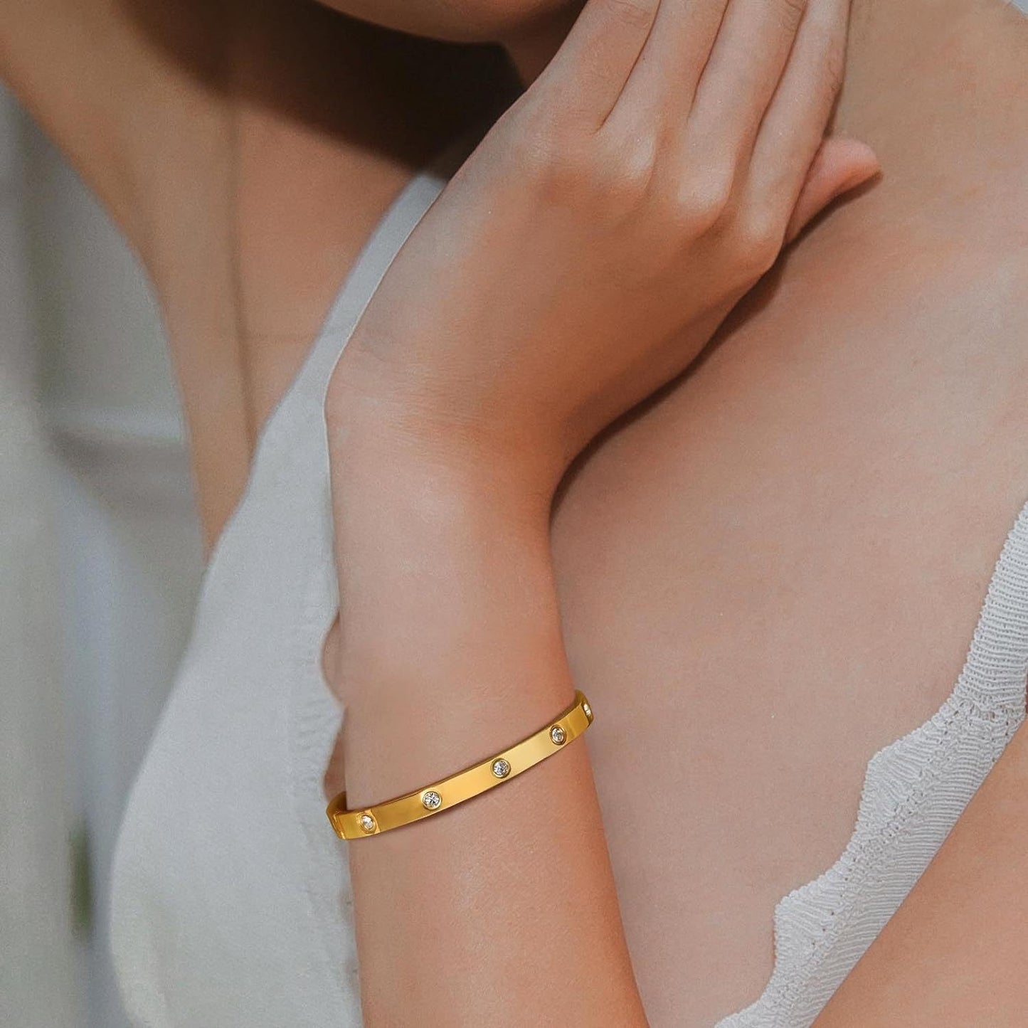 MOADOᵀᴹ 14K Gold Plated Bangle Bracelets /w Cubic Zirconia