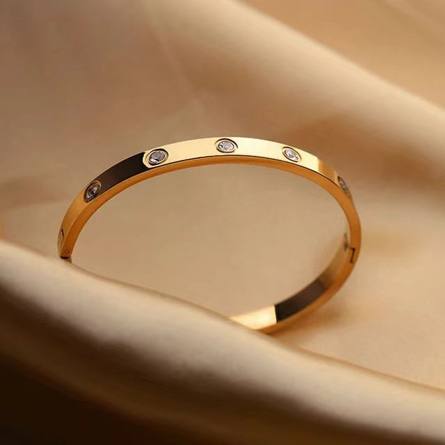 MOADOᵀᴹ 14K Gold Plated Bangle Bracelets /w Cubic Zirconia